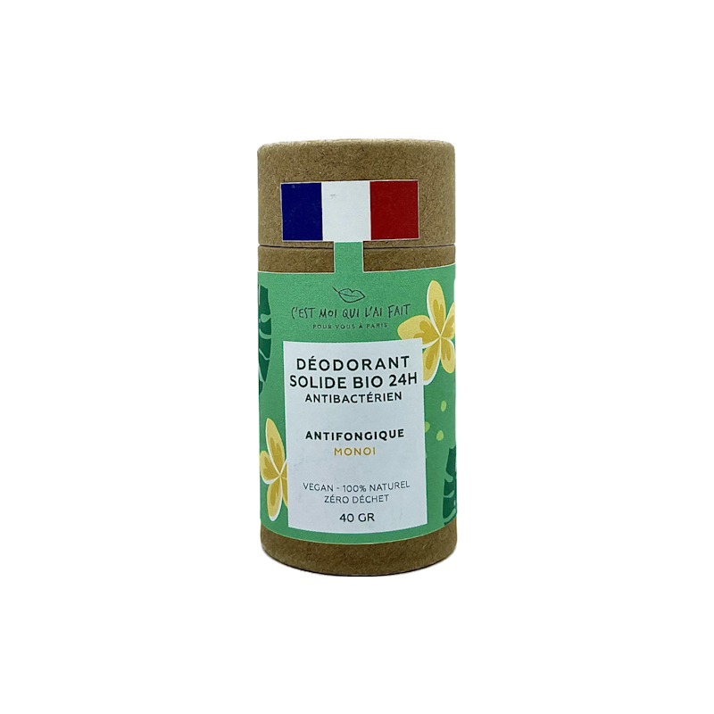 Déodorant solide bio 24H en stick. Fragrance monoï.