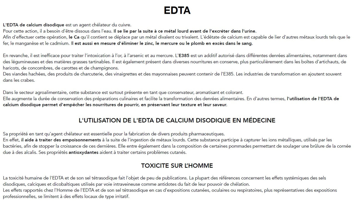 Lot 12 Chelator Complex "Élimination des métaux lourds " EDTA / VIT C / ZINC