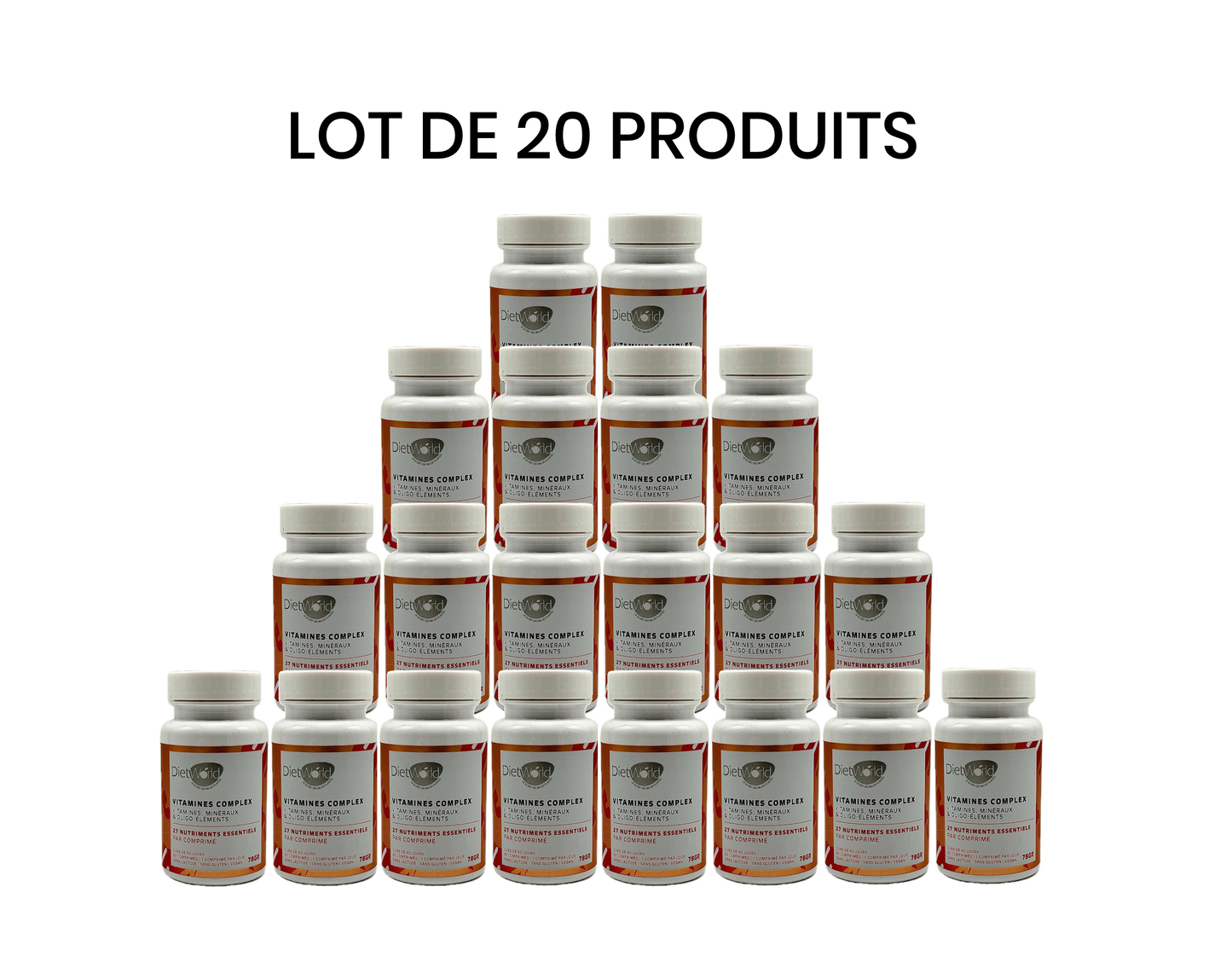 Lot de 20 Vitamines Complex - 27 nutriments essentiels bioactifs
