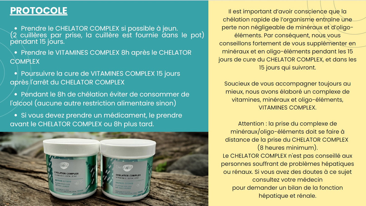 Lot 12 Chelator Complex "Élimination des métaux lourds " EDTA / VIT C / ZINC