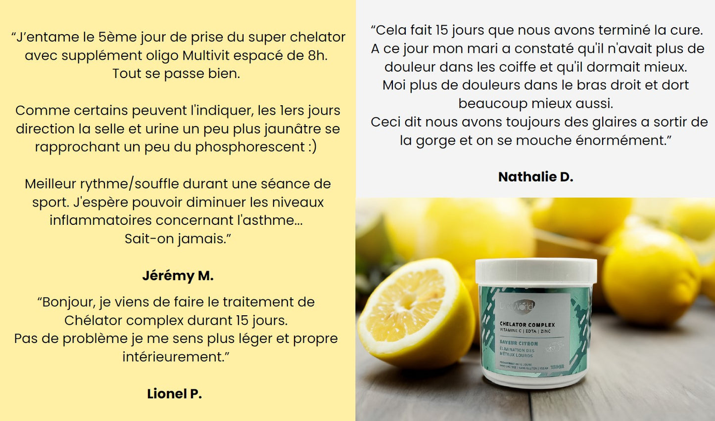 Lot 12 Chelator Complex "Élimination des métaux lourds " EDTA / VIT C / ZINC
