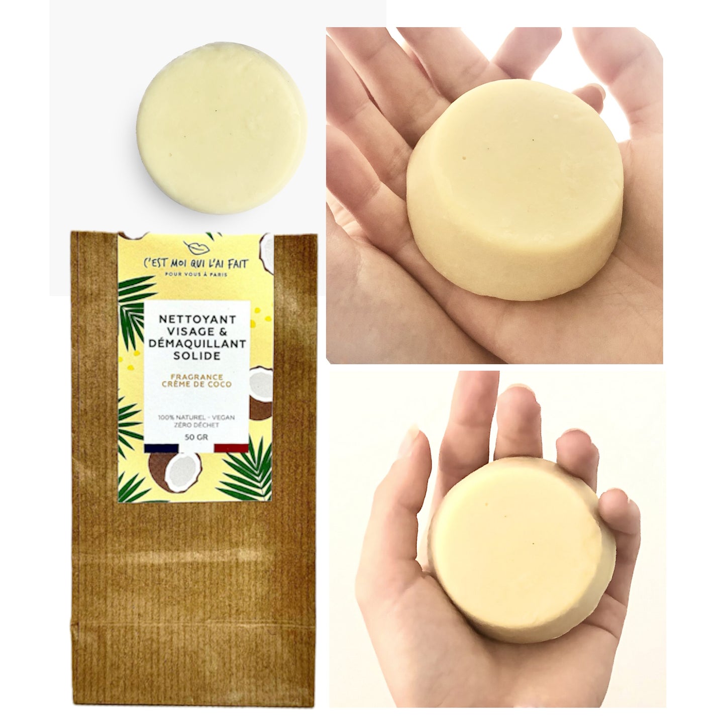 Savon solide 2 en 1 - Nettoyant et démaquillant