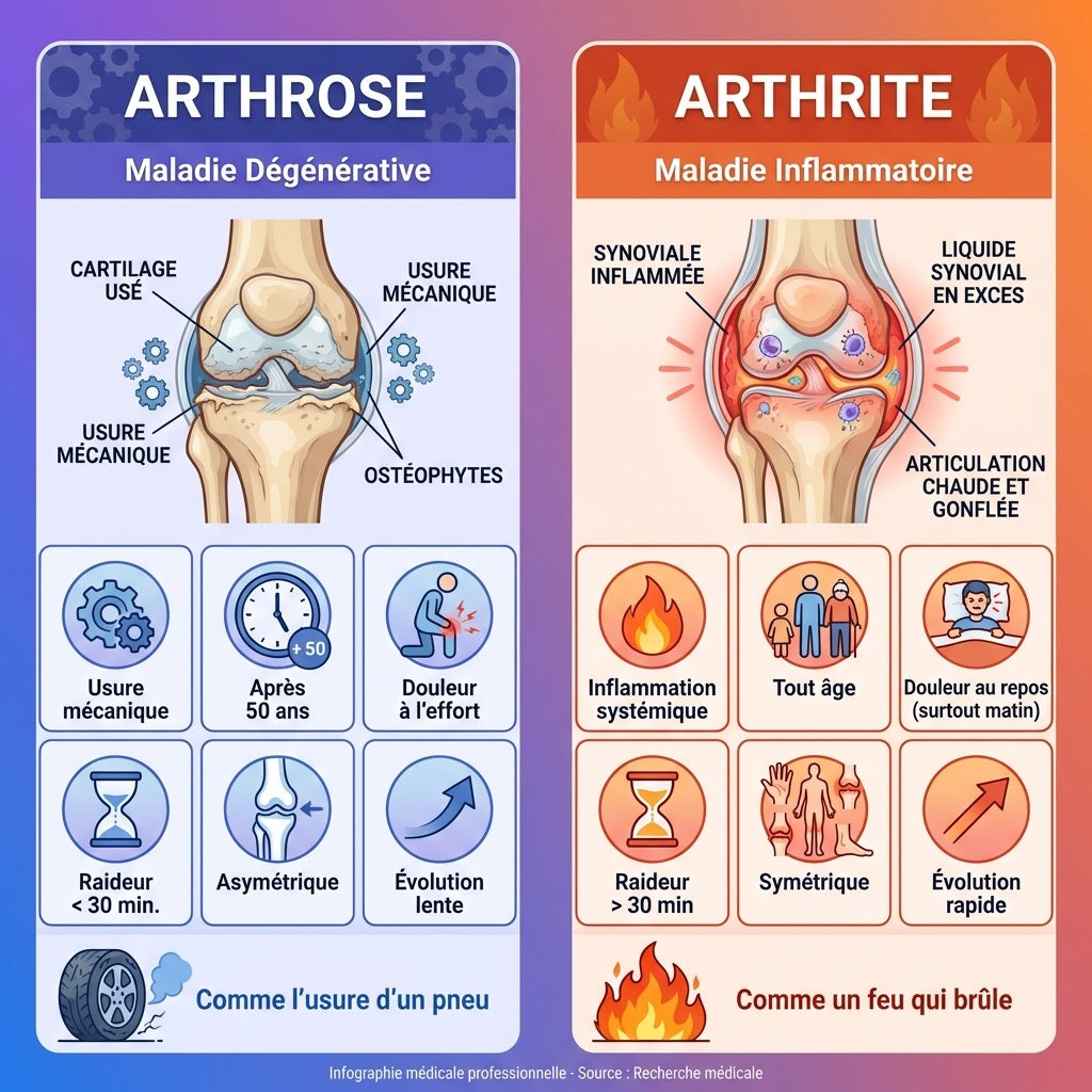 Différence entre l'arthrite et l'arthrose