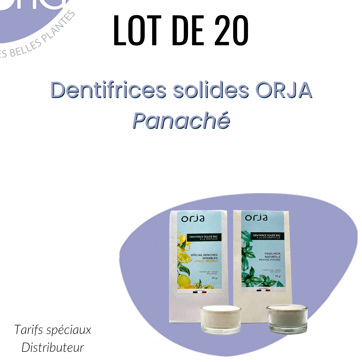 Lot 20 panaché Dentifrices Solide Bio ORJA