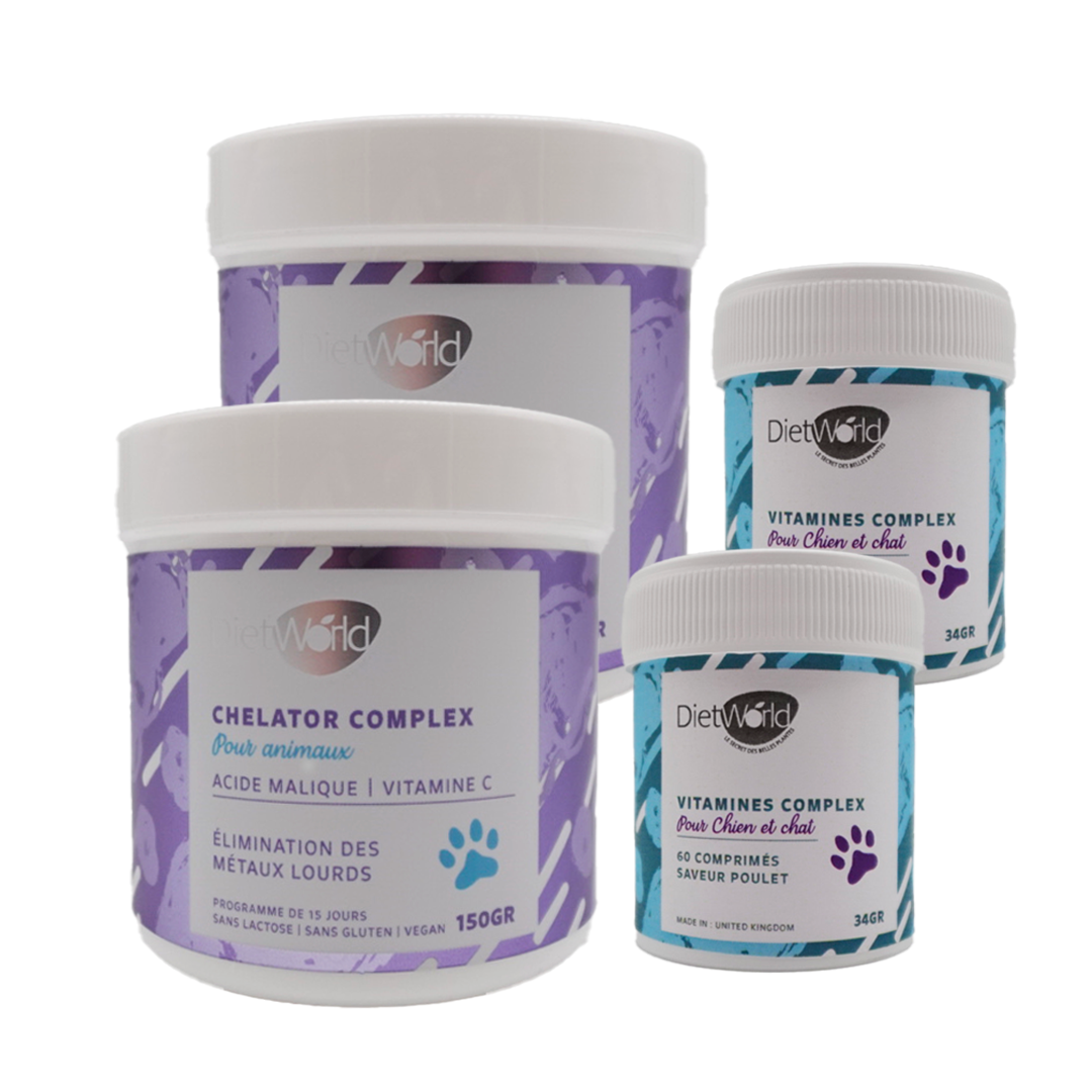 Double duo pour animaux "Chelator Complex" + Vitamines - "Élimination des métaux lourds "