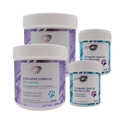 Double duo pour animaux "Chelator Complex" + Vitamines - "Élimination des métaux lourds "