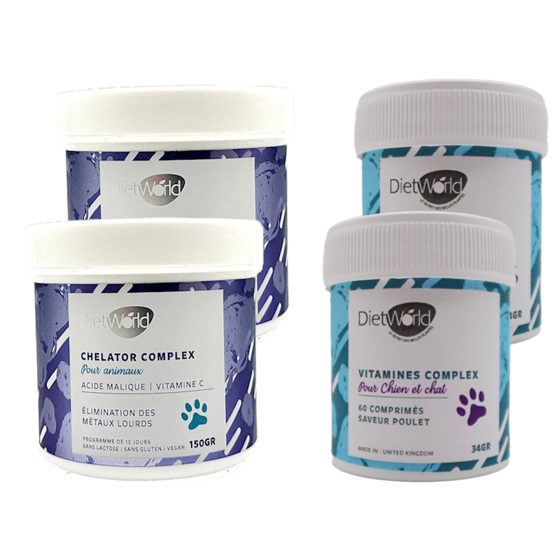 Double duo pour animaux "Chelator Complex" + Vitamines - "Élimination des métaux lourds "