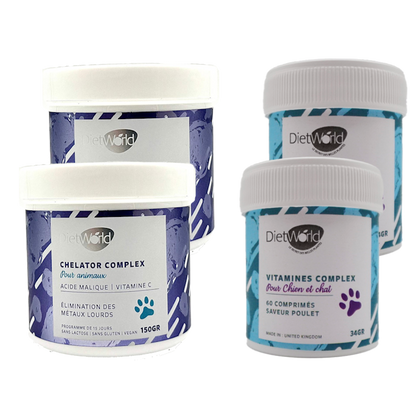 Double duo pour animaux "Chelator Complex" + Vitamines - "Élimination des métaux lourds "