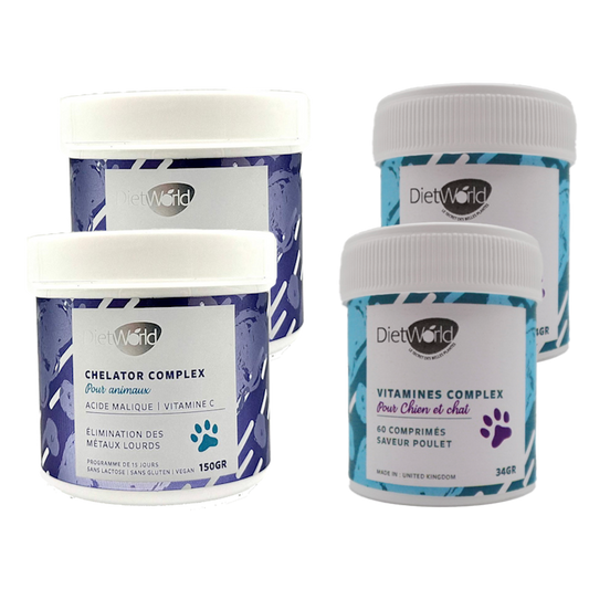 Double duo pour animaux "Chelator Complex" + Vitamines - "Élimination des métaux lourds "