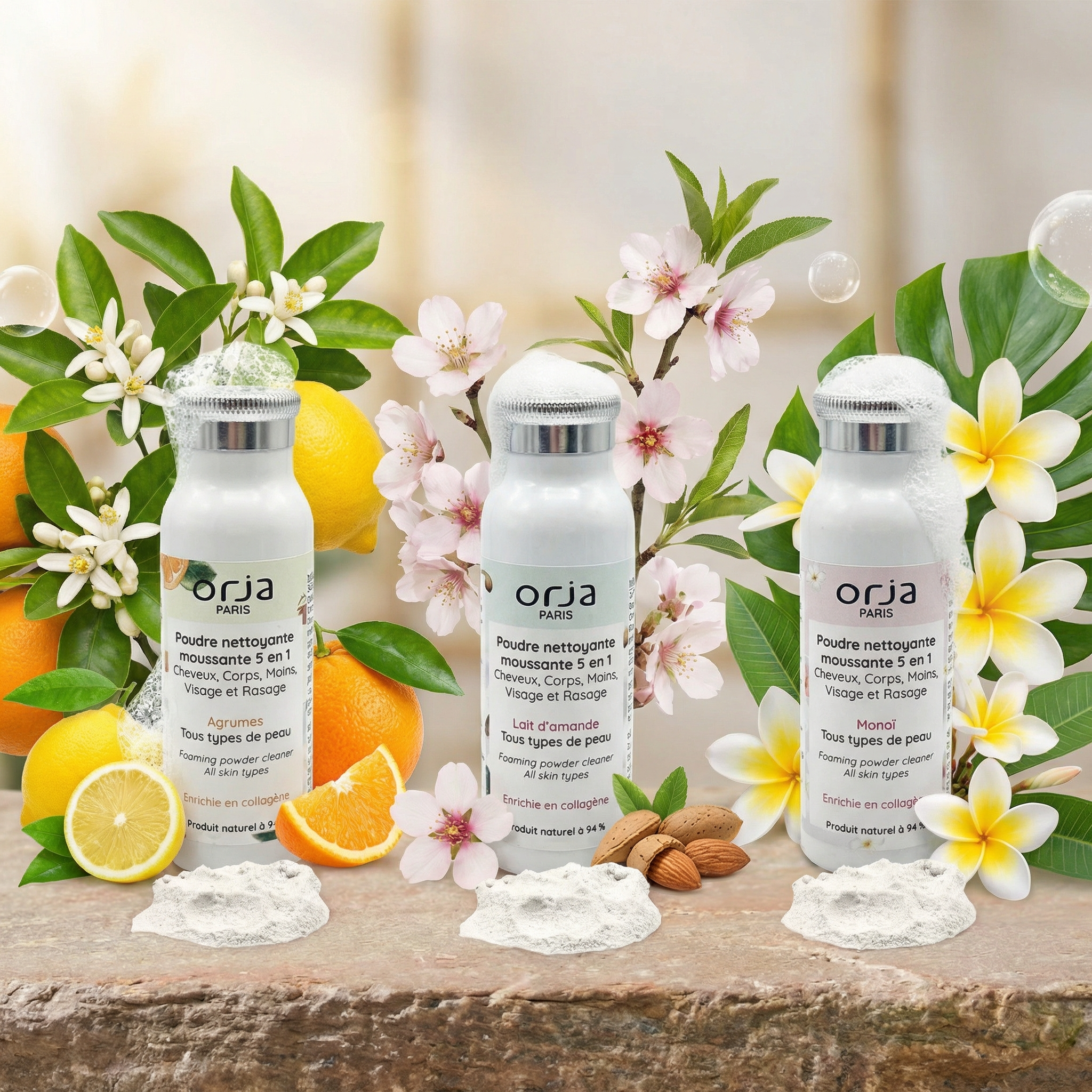 Poudre moussante 5 en 1 - Lait d'amande - Tous types de peau