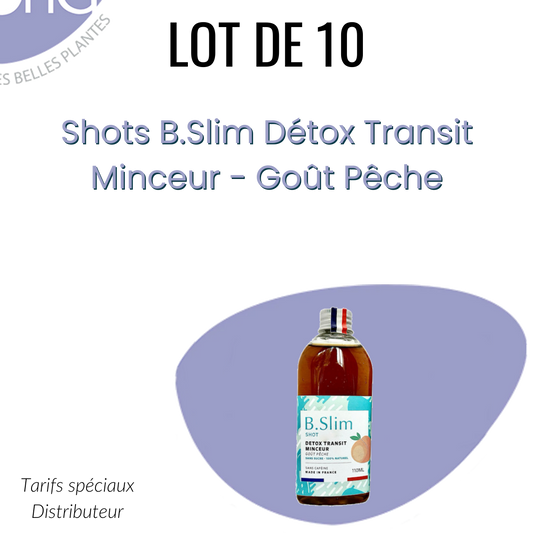 Lot 10 Shots B.Slim Détox Transit Minceur - Goût Pêche