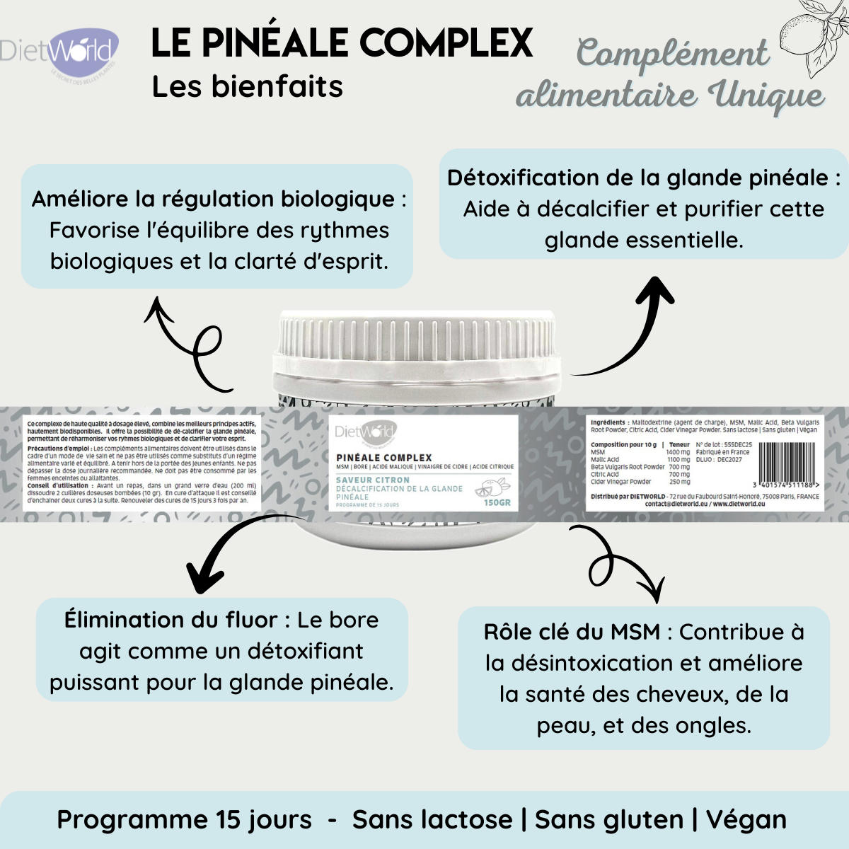 Lot 10 Pinéale Complex - Décalcification de la glande pinéale