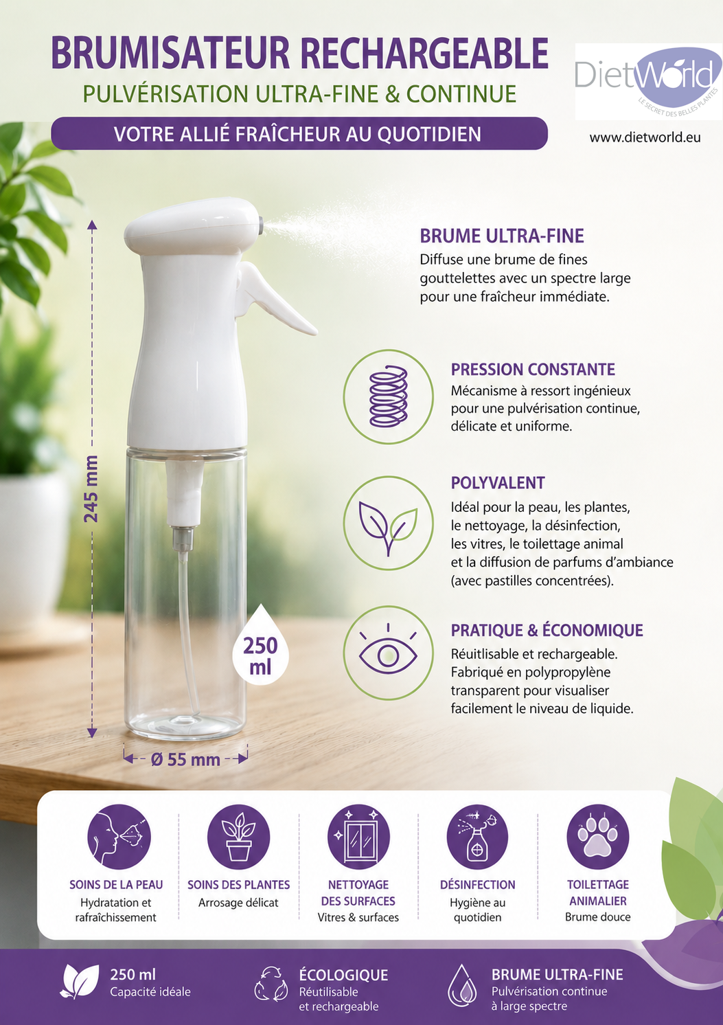 Vaporisateur brumisateur rechargeable