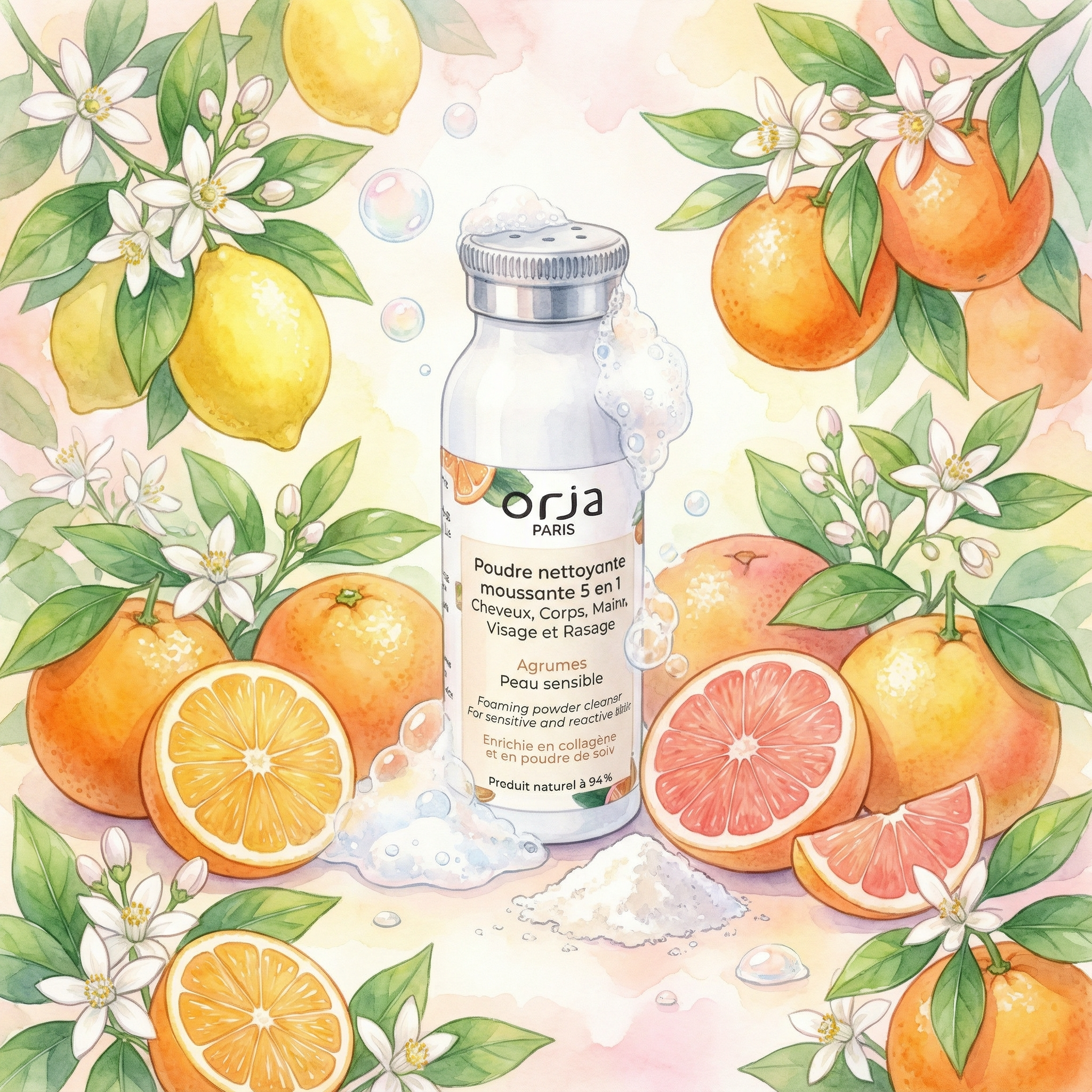 Poudre moussante 5 en 1 - Agrumes - Peau sensible