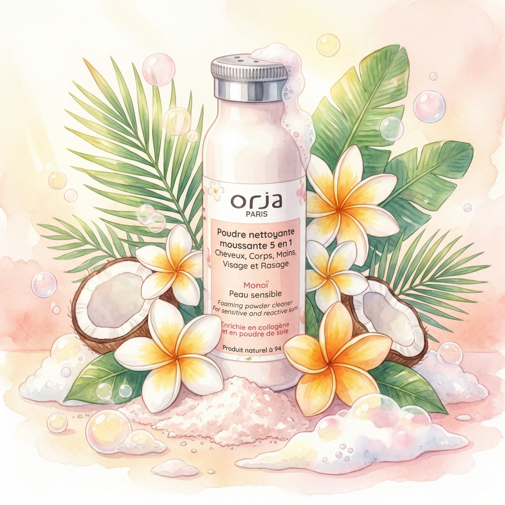 Poudre moussante 5 en 1 - Monoï - Peau sensible