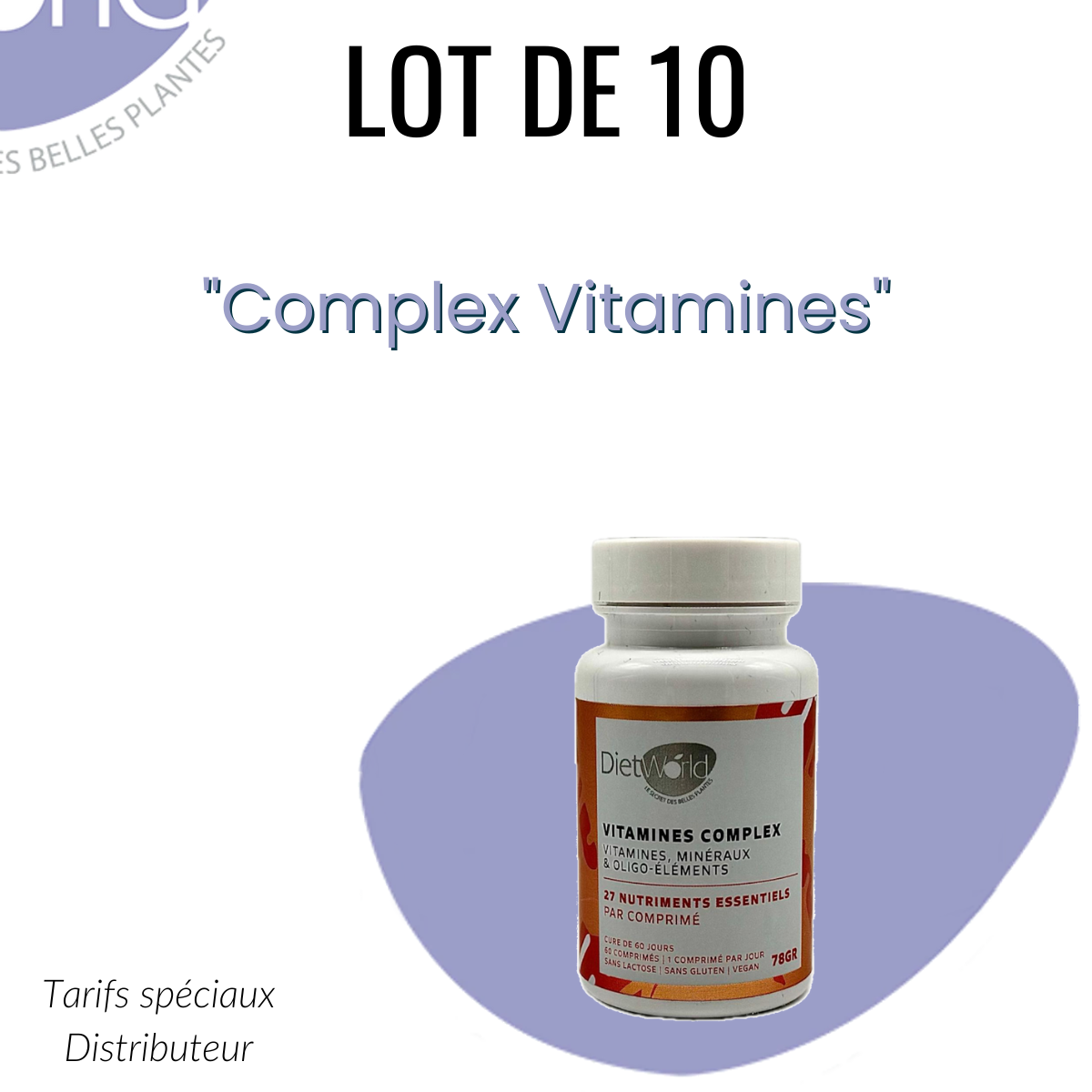 Lot 10 "Vitamines Complex"  Adultes et Enfants - 27 nutriments essentiels bioactifs (Copie)